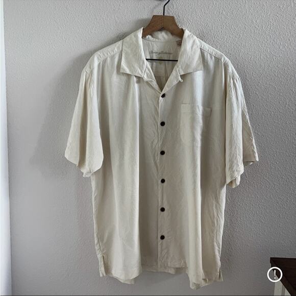 Tommy Bahama 100% Silk Neutral Embossed Light Print XL - Picture 1 of 5